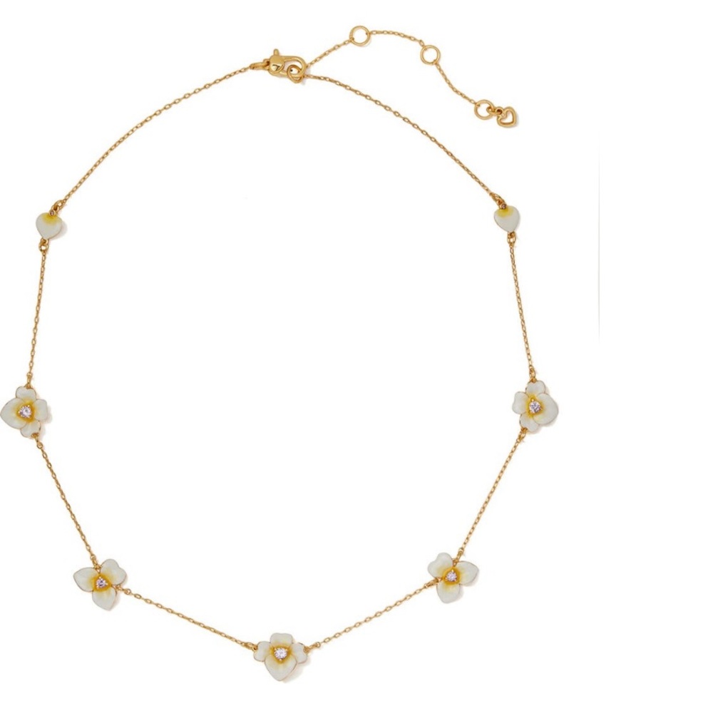 Kate Spade New York enamel flower crystal choker necklace